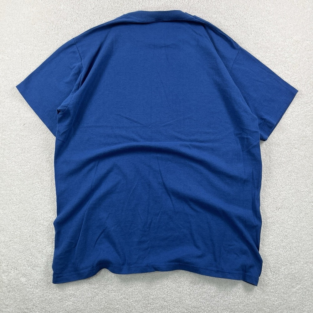Vtg 80s Wolf Pack Graphic T-Shirt Men's Med Royal Blue Single Stitch Nature - Picture 2 of 10